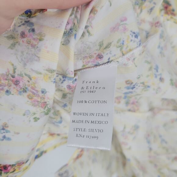 Frank & Eileen Floral Stripe Cotton Button Up Shirt M - Picture 9 of 11